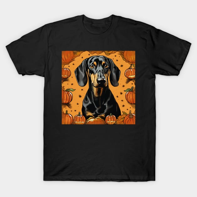 Black and Tan Coonhound Dog Halloween T-Shirt by NatashaCuteShop